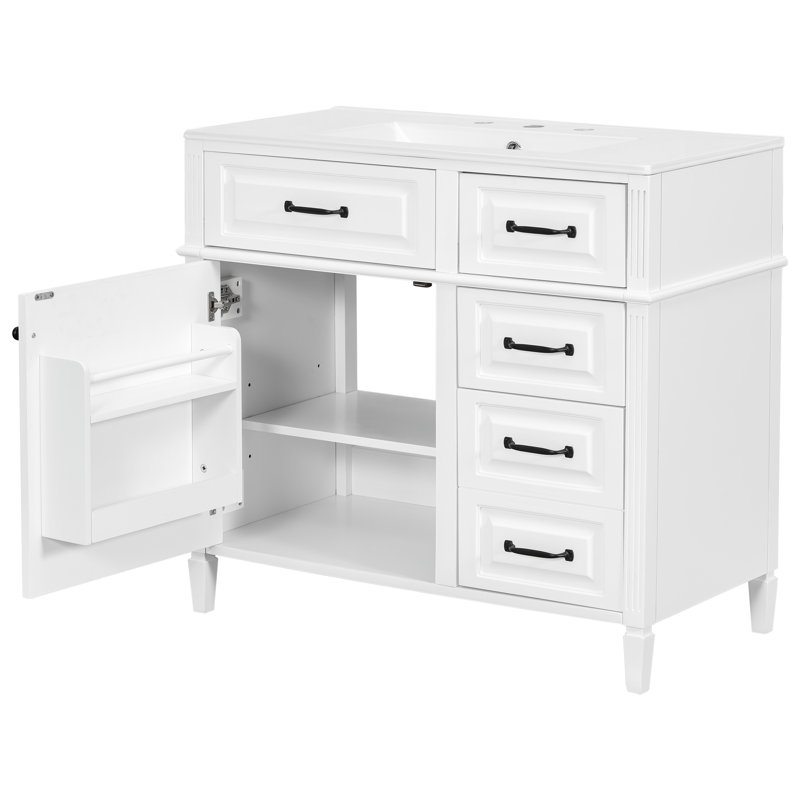 Meuble-lavabo 36 po avec comptoir en céramique, Blanc