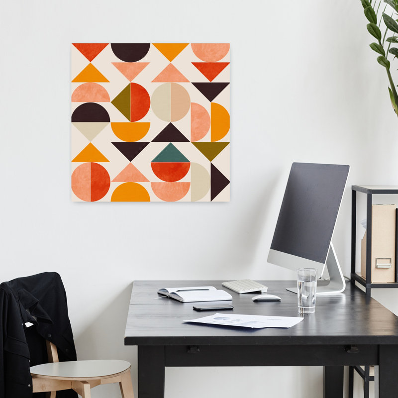 Art contemporain abstrait géométrique coloré, H 18 po x l 18 po