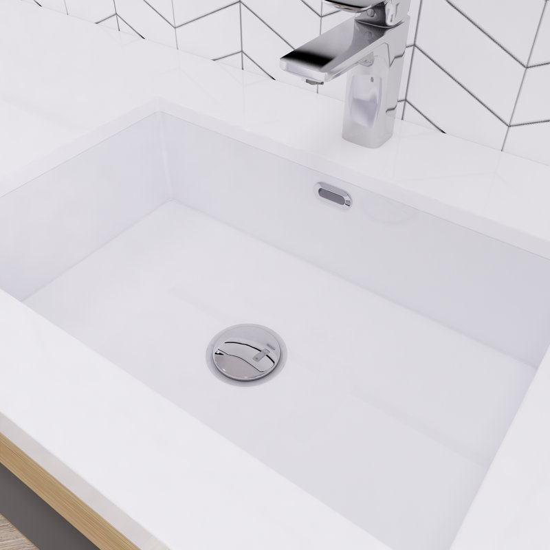 59.06'' Single Bathroom Vanity with Acrylic Top, Champagne Oak
