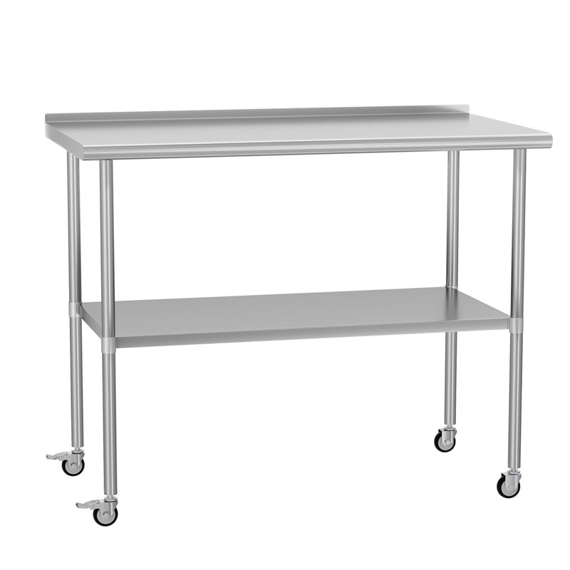 Chariot-bar Laguerre en acier inoxydable avec tablette réglable et roulettes