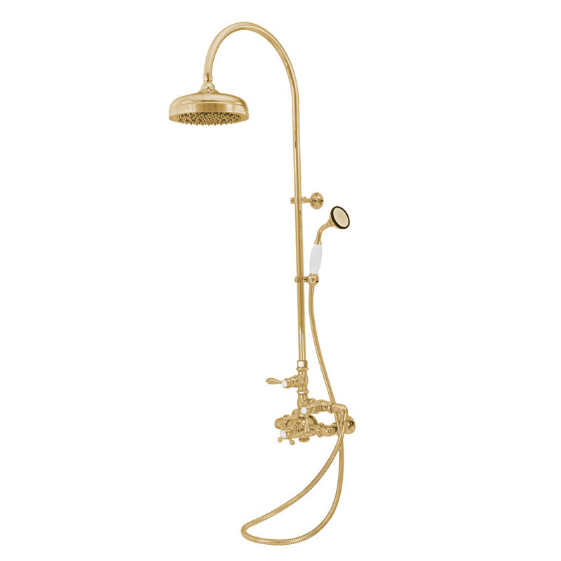 Système de douche thermostatique et douche à main Exposed (P1088) par Strom Living, Laiton satiné non laqué