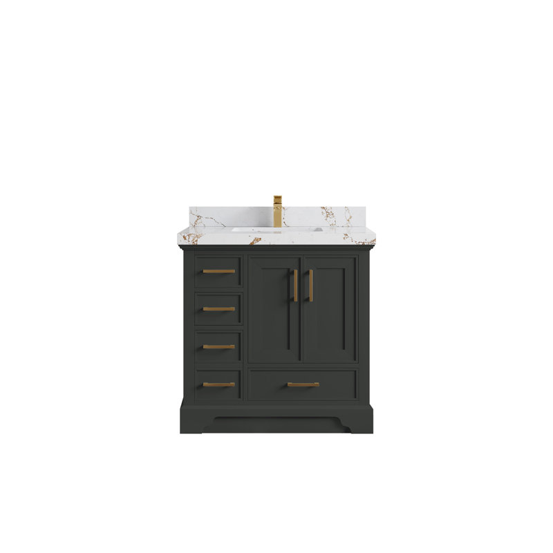 Meuble-lavabo simple 36 po avec comptoir Jonesha, Brun Viola