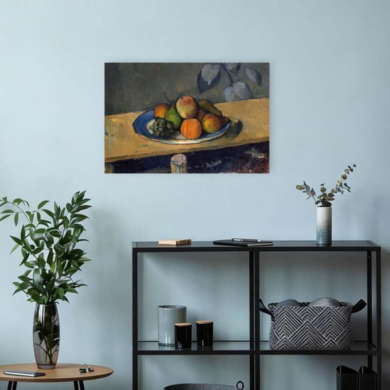 Pommes, poires et raisins, vers 1879. Estampe murale abstraite contemporaine représentant des fruits., H 12 po x l 18 po