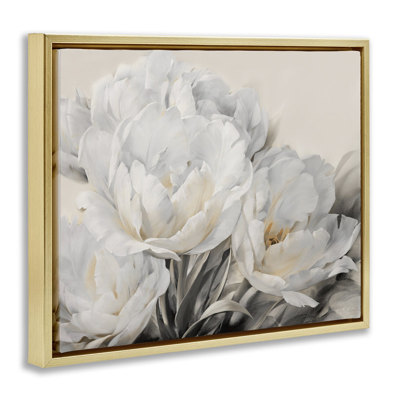 Arrangement de roses, Cadre flottant métallique doré, H 17 po x l 21 po