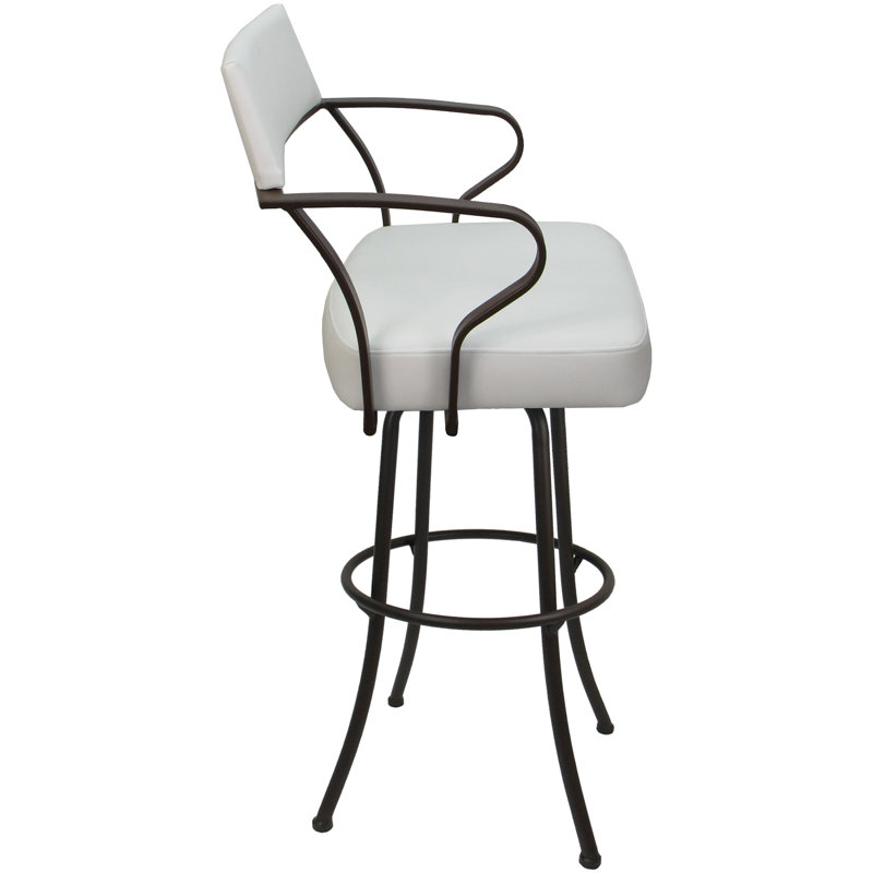Tabouret pivotant très grand 34,00 po Jabria, Blanc, Brun