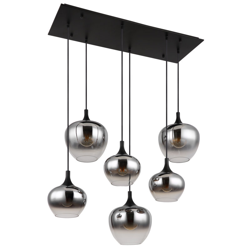44.1 6 - Light Matte Black Pendant, Smoke colour
