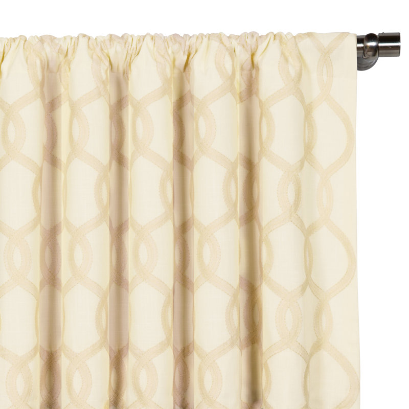 Gresham Room Darkening Curtain Single Panel, Cream, 96" W x 96" L