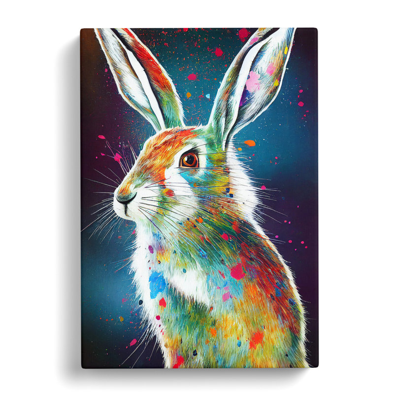 Painted Hare No.4 Abstract - Wrapped Canvas, 76cm H x 50cm W x 3cm D