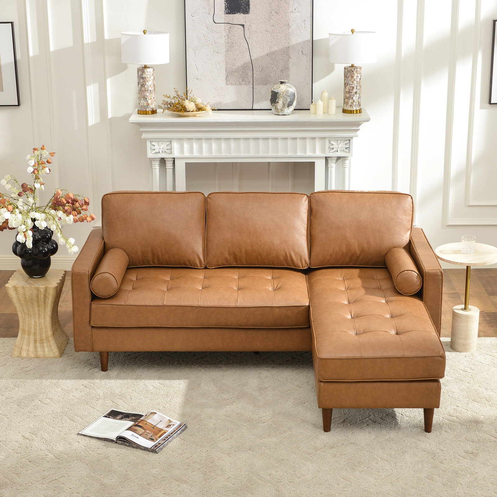Geo 84" 2-Piece Vegan Leather Reversible Sectional