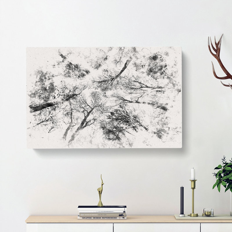 Vaulted Tree Branches - Wrapped Canvas Print, Grey/White, 50cm H x 76cm W x 3cm D
