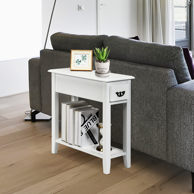 Avon Side Table with Storage, White
