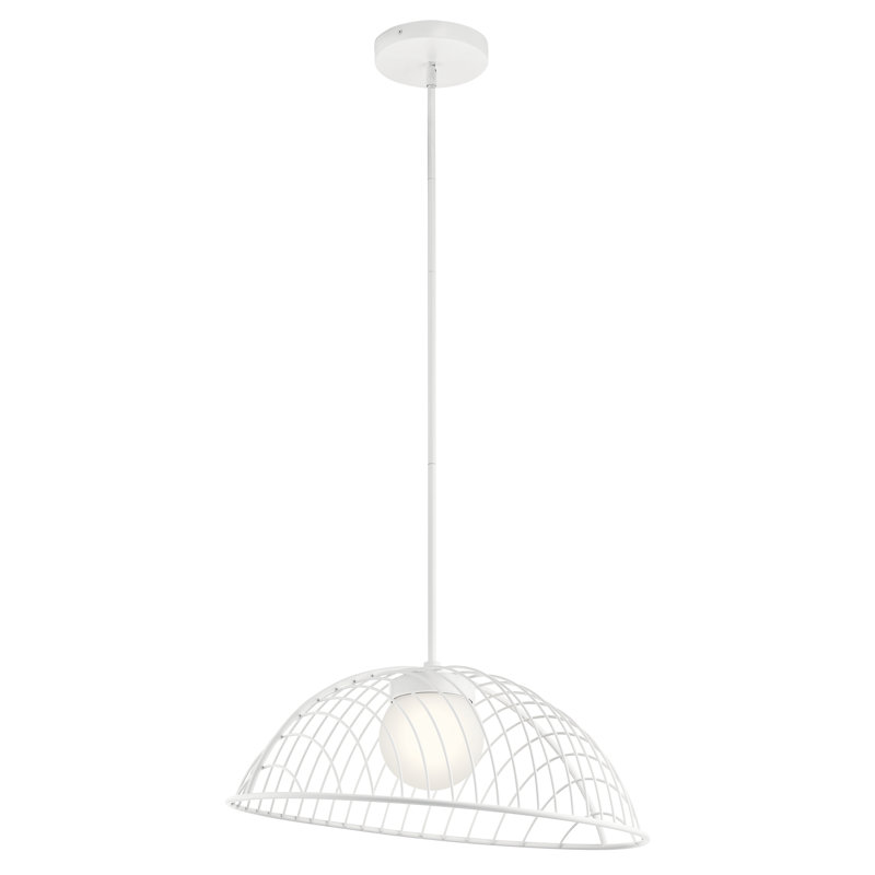 Luminaire suspendu en forme de dôme à 1 lumière unique Bricen, Blanc