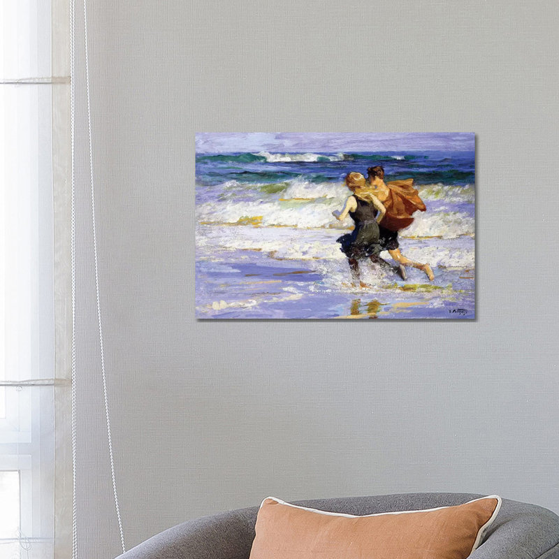 At The Beach, by Edward Henry Potthast - Wrapped Canvas Painting, 66.04 cm H x 45.72 cm W x 3.175 cm D