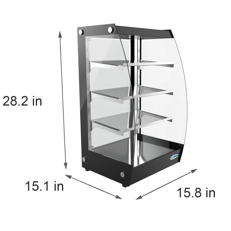 16 in. Commercial Glass Bakery Display Case, with LED Lighting and Rear Door, 2.7 cu. ft. DC-3CB
