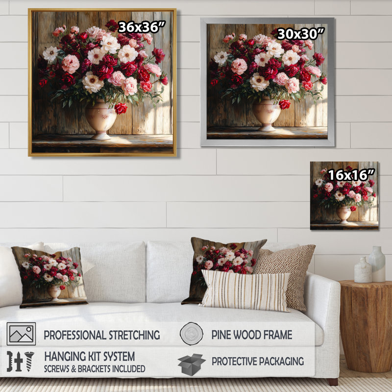 «Rustic Romance Bouquet Of Roses II», art mural assorti, Reproduction encadrée d'une seule photo, Noir, noir, noir, noir