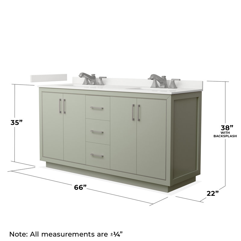 66 meuble-lavabo double avec plateau 66, WDX13318, Vert clair, Nickel brossé
