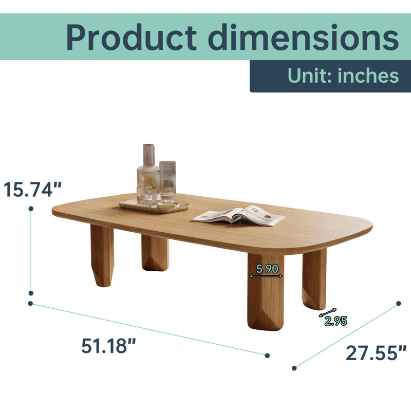 Modern Wooden Rectangle Coffee Table,51"Center Table For Living Room,Walnut, Brun orangé