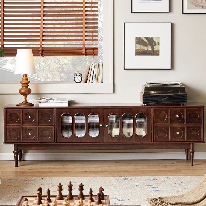 Meuble télé de style français avec cadre en bois massif, H 24,02 po x l 86,61 po x P 15,75 po