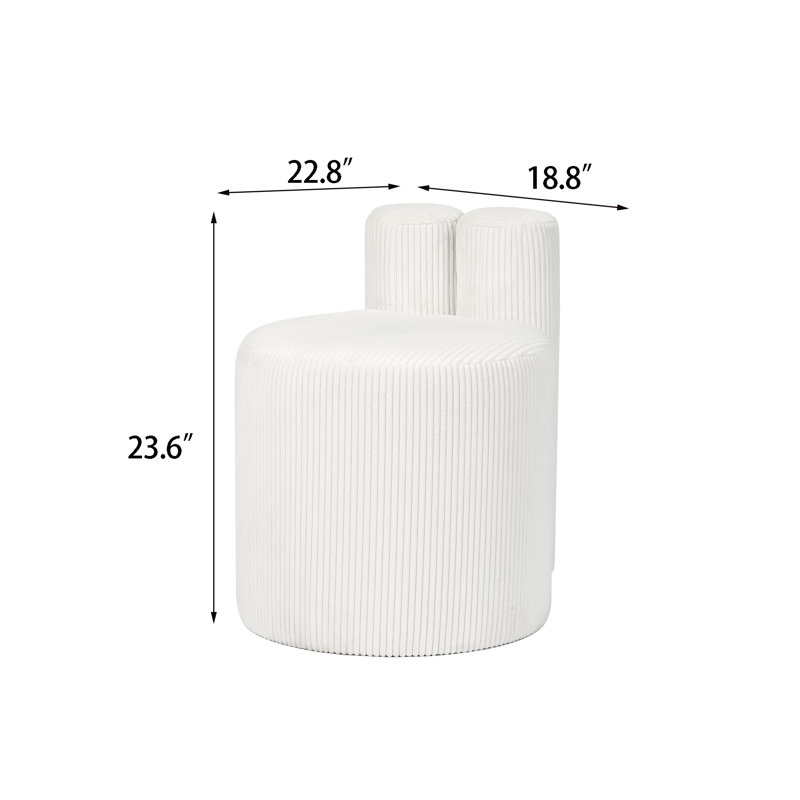 Kurosh Upholstered Pouf, White Corduroy