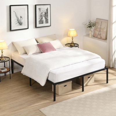Heavy Duty Metal Bed Frame With Quick & Easy Assembly, No Noise, And Reinforced Steel Slats For Ultimate Support And Durability