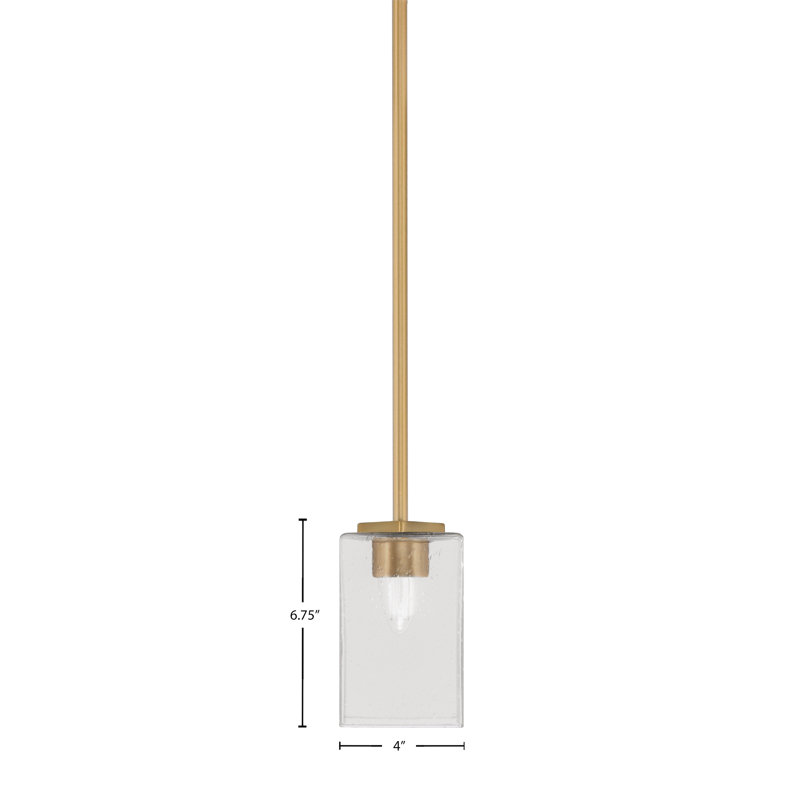 Mini-luminaire suspendu avec tige en verre Fausley, Transparent, Transparent, Laiton