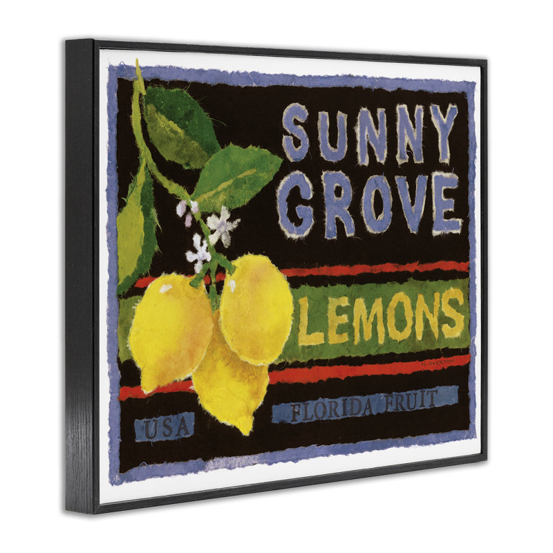«Sunny Grove Lemons» par Nancy Overton, H 24 po x l 30 po, Giclée encadrée noir minuit