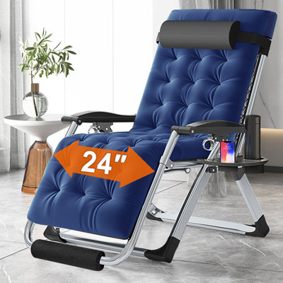 Zero Gravity Chair Oversized XL, Reclining Lounge Chair with Cushion & Tray, Patio Recliner Chair