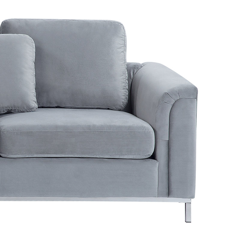 Kaya 4 Seater Velvet Corner Sofa , Left Hand Facing, Grey, SIlver