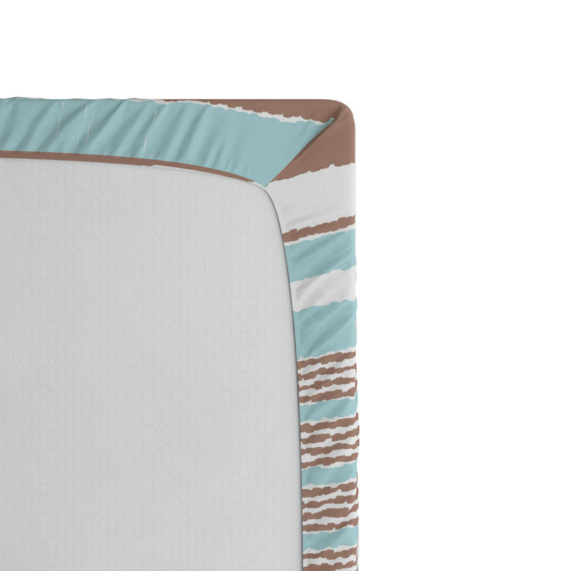 Twin Blue and Brown Striped Microfiber Fitted Sheet
