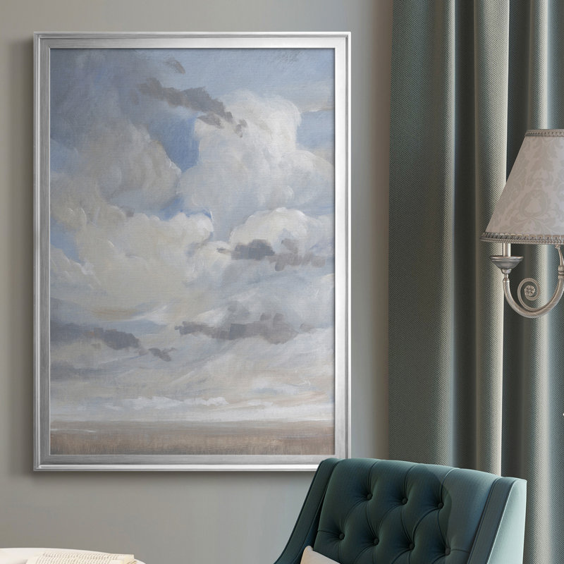 Bleu ciel I, toile encadrée de qualité supérieure - prête à être accrochée, Cadre argenté, H 30,5 po x l 22,5 po x P 1 po