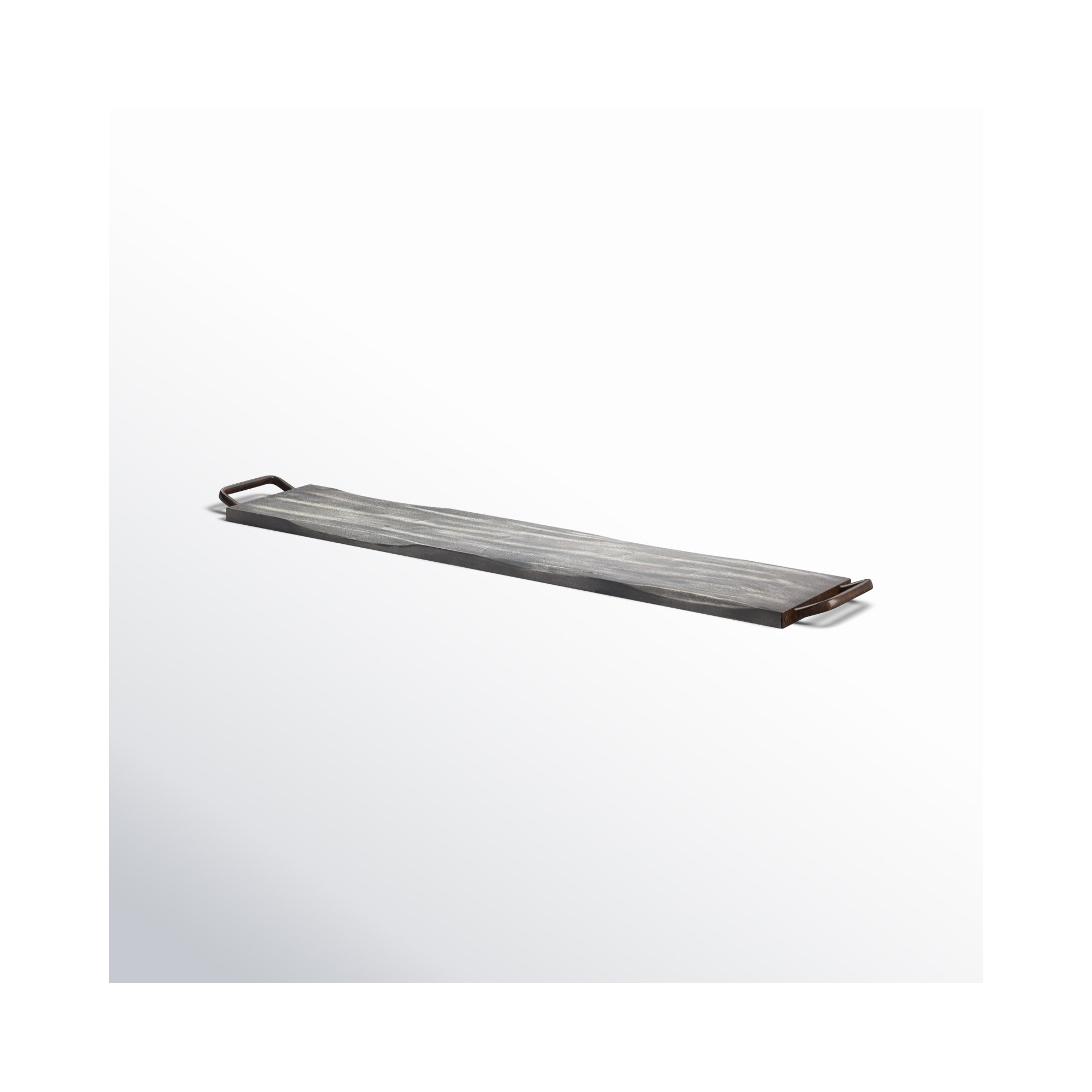 Alina Metal Tray - Set of 1, 2" H x 39" W x 7" D, Gray
