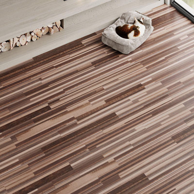 36pc Self-adhesive Wood Grain PVC Floor Tiles, Grey/Dark Grey