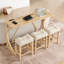 Table de salle à manger de 59 pouces avec charge intégrée, 3 tabourets moelleux, 4 pièces pour la surface de divertissement à la maison, centre de charge avec cadre en bois massif et chaises confortables, chaleur d'appoint, stable-133245199-133245202