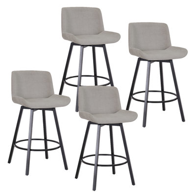 Attleboro Modern Fabric and Metal 26" Counter Stool with Swivel, Set of 4 - Grey and Black