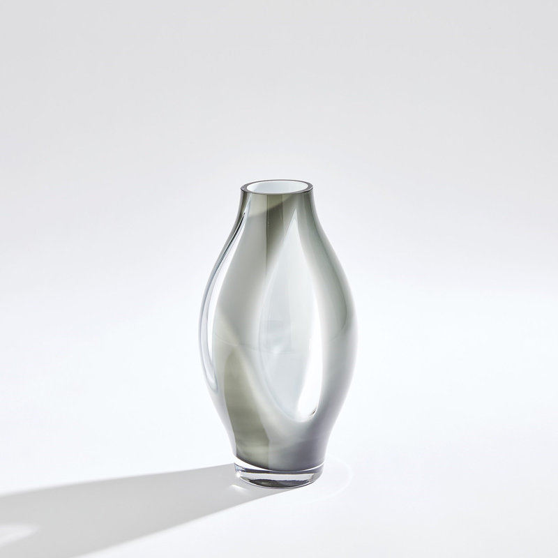 Gray Mouth Blown Glass Table Vase, 12"