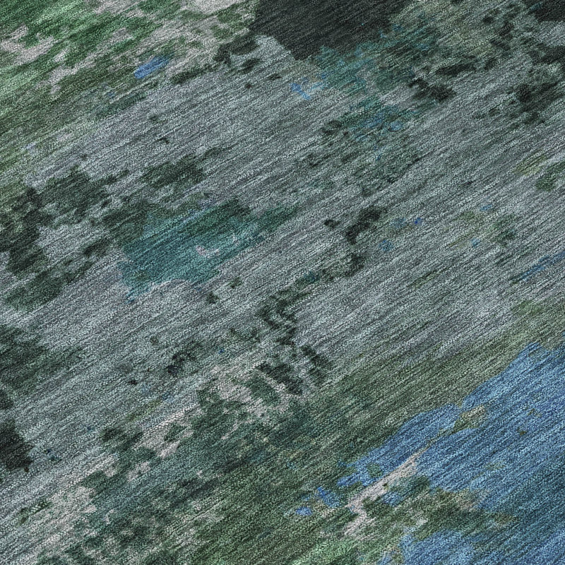 Machine Washable Indoor/Outdoor Chantille ACN2813 Abstract Rug, 1'8" x 2'6", Green