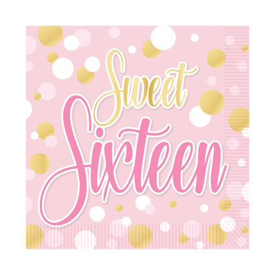 Rose et or doux 16 serviettes de table à 2 plis, 16 serviettes / paquet