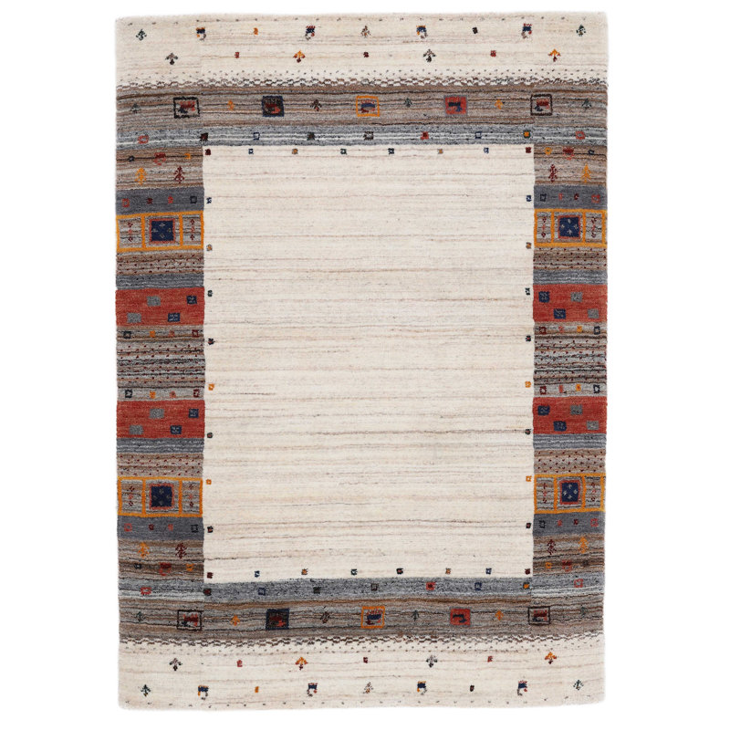 Gabbeh Vida Handwoven Wool Beige Rug, Rectangle 240 x 340cm