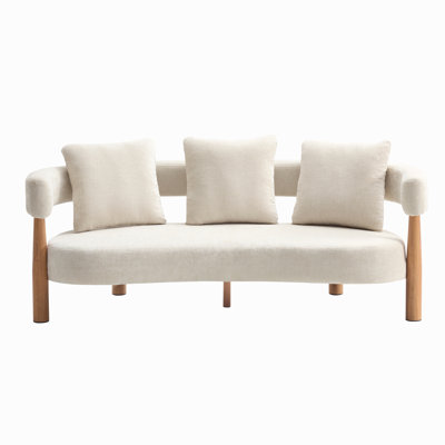 Luxe 76.5 In. Curved 3 Seater Modern Upholstered Chenille Sofa
