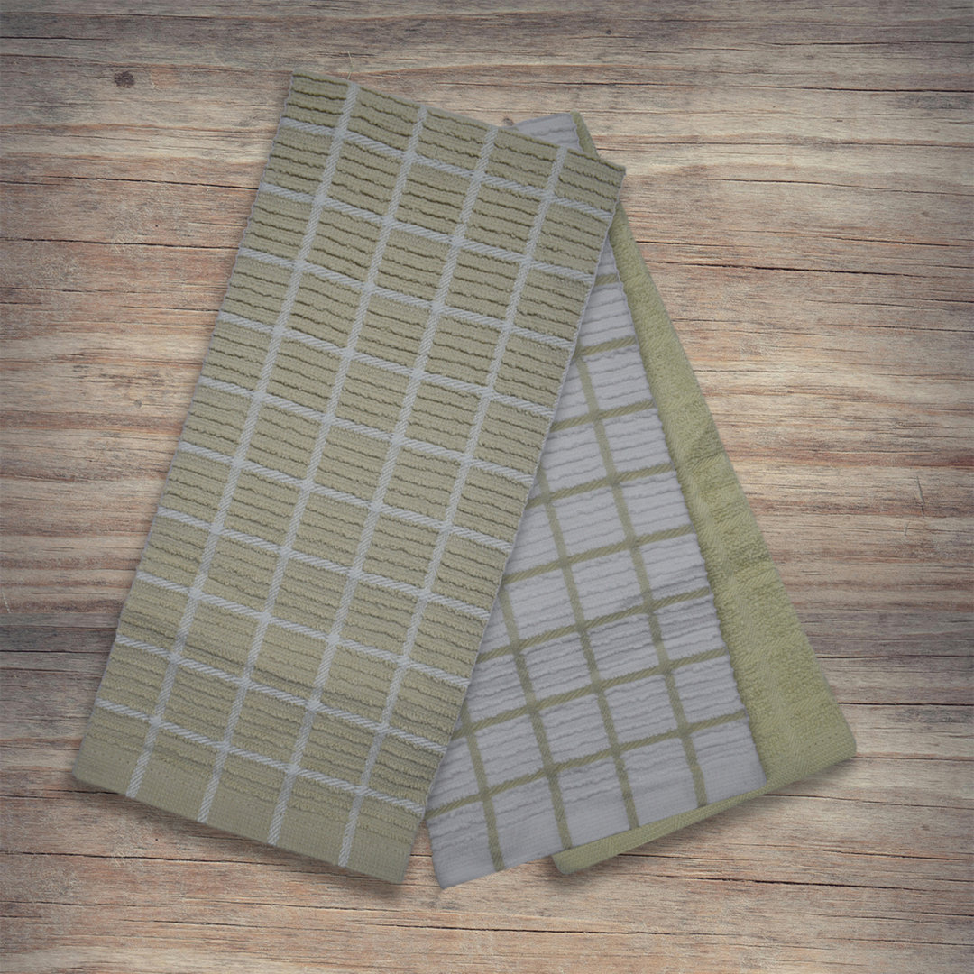 Super Absorbent 3 Pack Cotton Tea Towels Ripple Check