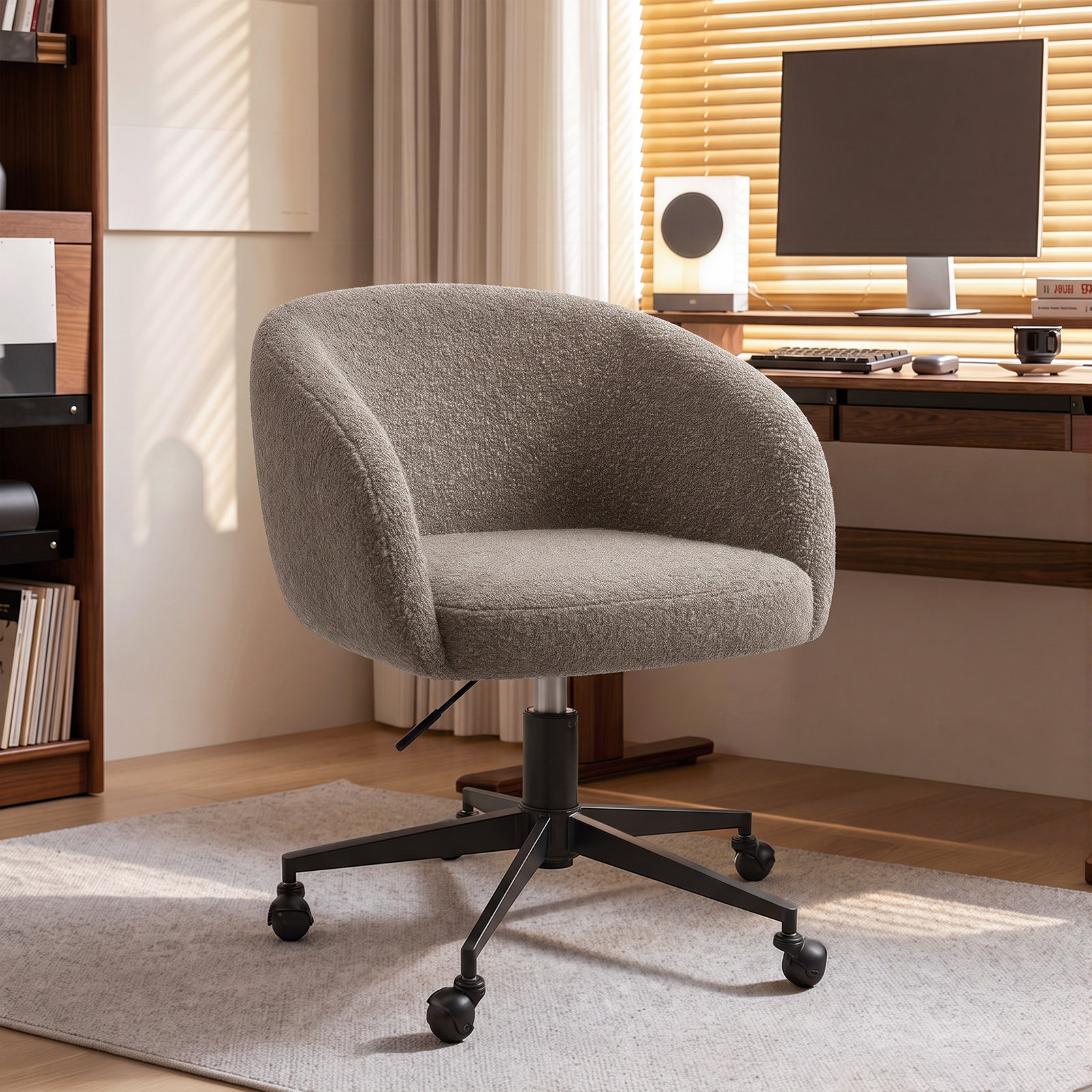 Bouclé Office Chair, Tan