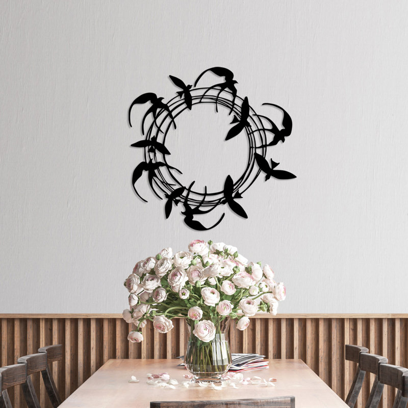 Elegant Black Decorative Metal Wall Accessory, 22.4 x 21.7 inches | 100% Metal Construction, Thickness: 0.06 inches | Easy Wall Mount Design | Perfect for Home Décor & Modern Interiors, Durable & Stylish