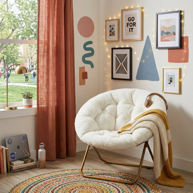  Chaise longue pliante en fausse fourrure blanche, White