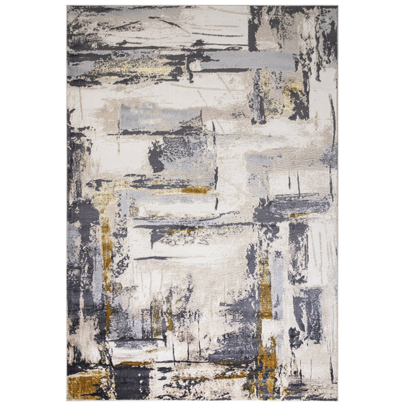 Annabella Metallic Grey/Black/Yellow Rug, Rectangle 240cm x 340cm