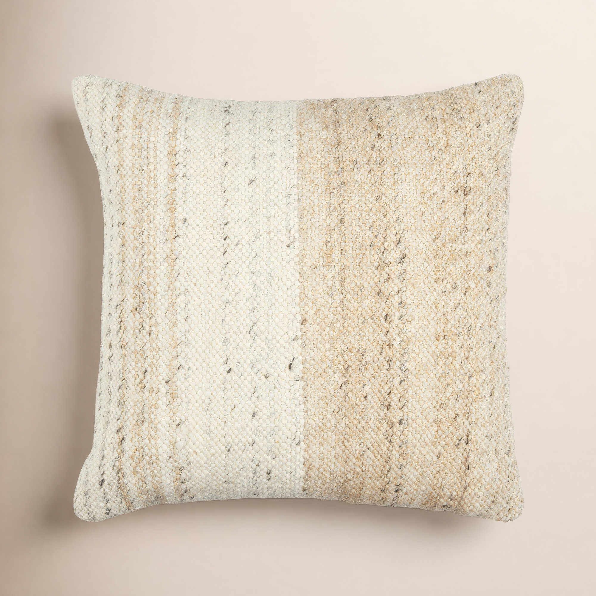 Dia Striped Wool Throw Pillow, 22" x 22", Polyester/Polyfill