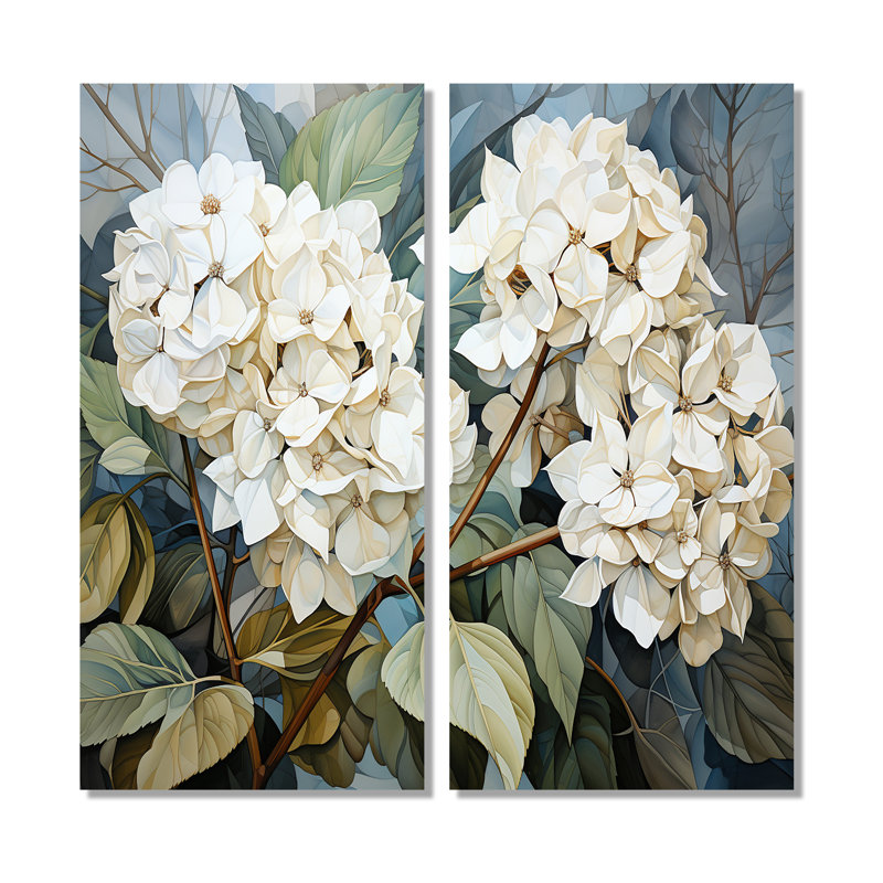 Cubist Hydrangea Interpretation - Traditional Wall Art, 20" H x 24" W, Wrapped Canvas, Does Not Apply