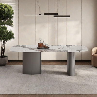 Luxury Marble Quartz Tabletop with Stainless Steel