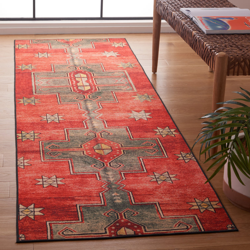 Danna Tucson Machine Washable Southwestern Indoor/Outdoor Rug, Runner 2'6" x 8'