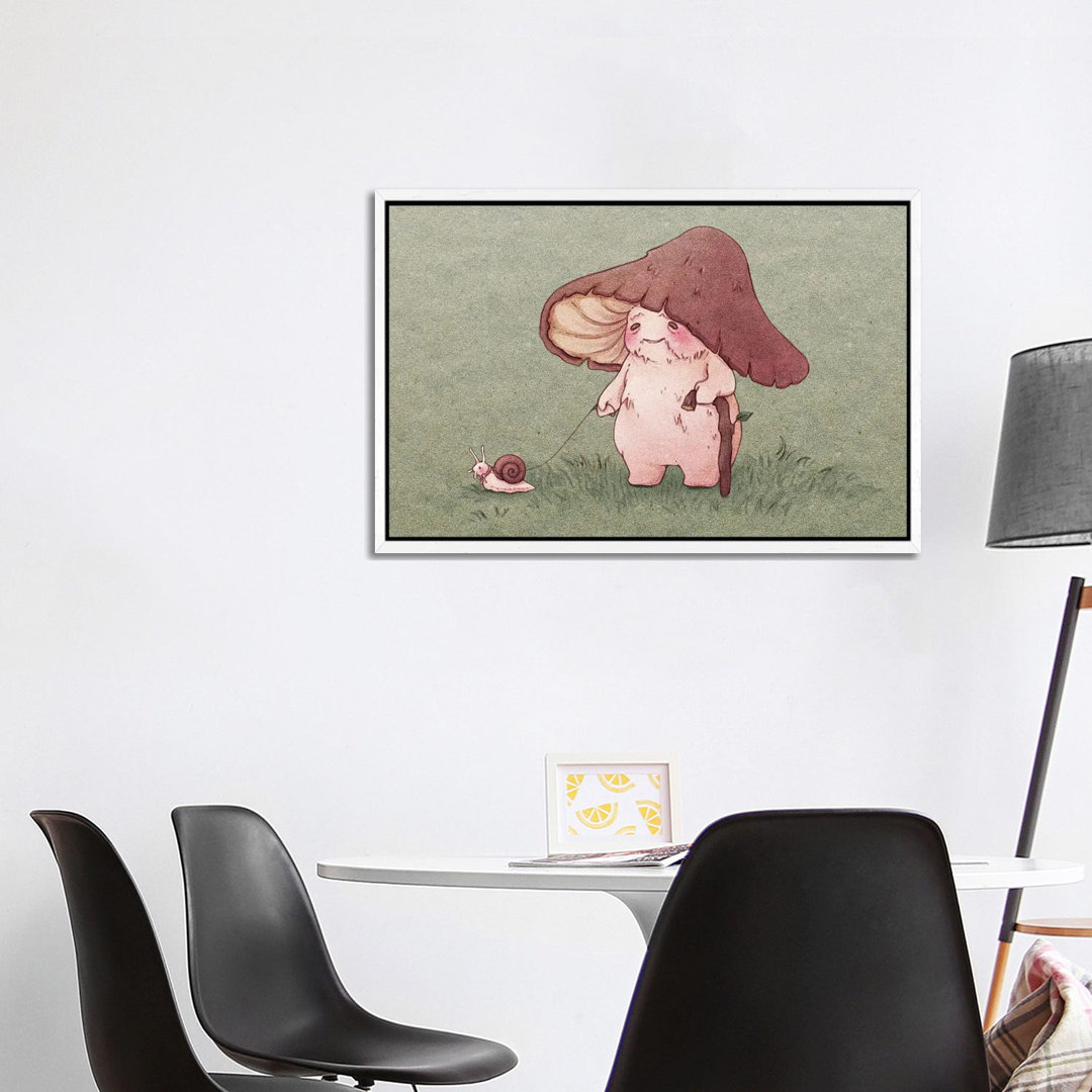 Elderly Mushroom Walking Pet Snail von Fairydrop Art - Gallery-Wrapped Canvas Giclée on Canvas