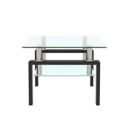 Rectangle Glass Coffee Table, Clear Coffee Table, Modern Side Center Tables For Living Room, Living Room Furniture